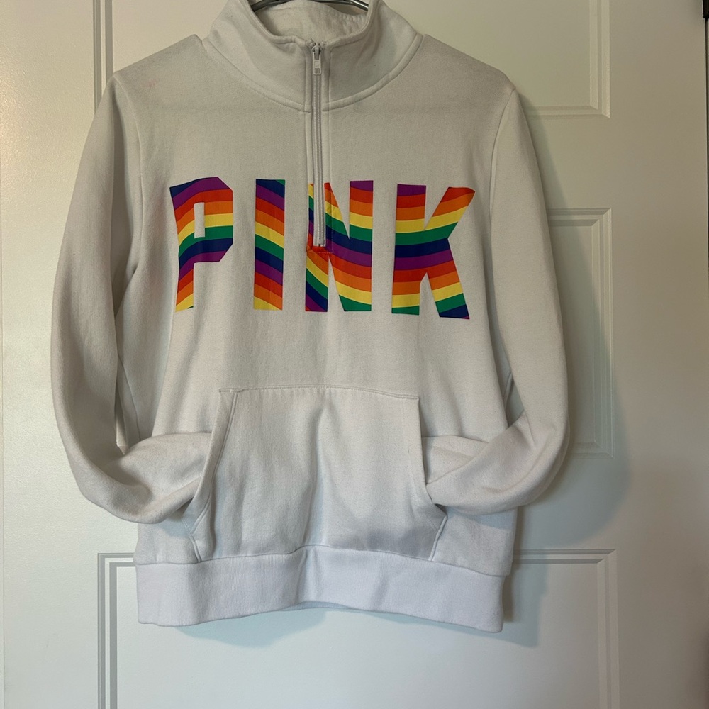 Victoria's Secret PINK (rainbow logo) White Hoodie